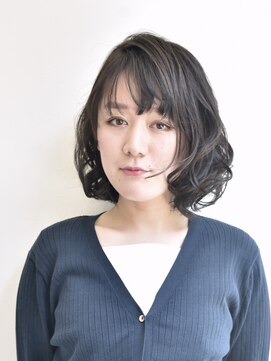 ヘアーリゾートテラス(hair resort terrasse) ボブディ無造作カール黒髪大人かわいい小顔ボブ簡単スタイリング