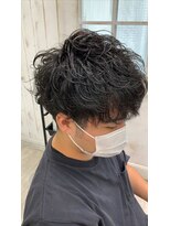 ツイストスパイラルパーマ  ツーブロック 無造作