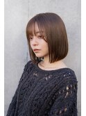 エアリーミディ ショートパーマ 黒髪 ホワイトアッシュ
