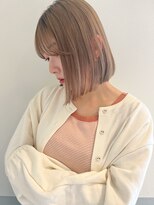ラミエ バイ メルト 吉祥寺(lamie by melt)&nbsp;"久保田"ボブカットハイトーンミニボブベージュカラー透け感