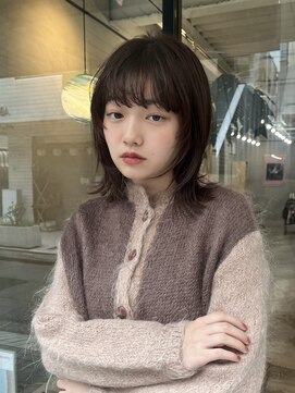 ヒュージ 三軒茶屋(huge) くびレイヤー/小顔レイヤーカット/前髪/グレーベージュ