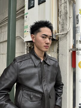 メリケンバーバーショップ フクオカ(MERICAN BARBERSHOP FUK) スパイキーかきあげローフェードバーバー