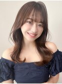 デザインカラー レイヤーカット ウェットヘア オリーブベージュ