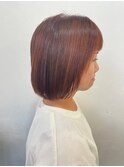 小顔大人可愛いベージュピンク×ショート20代30代40代