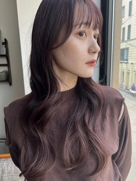 ポール(pole) 札幌ロング ラベンダーベージュ顔まわりのレイヤー