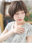 大人かわいいアースカラー小顔丸みショートc6上尾20代30代40代