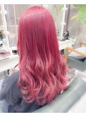 〇チェリーレッド ブリーチダブルカラー ワインレッド 赤髪