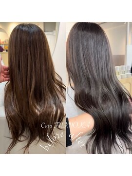 カラ フクオカ 天神(Cara FUKUOKA) ショコラグレージュ&レイヤーカット《福岡暗髪カラー》