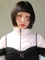 ヘアサロン ガリカ 表参道(hair salon Gallica)&nbsp;顔まわりレイヤー×ツヤ感ダークカラーのコンパクトボブ