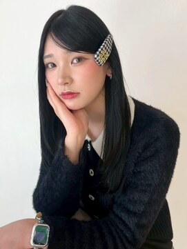 アモレット 天文館店(amoretto) 髪質改善 ストレート 黒髪 ロングレイヤー 顔周りカット