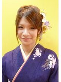 編みこみをプラスしたヘアーセットと着付け。