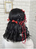 お花ハーフアップ