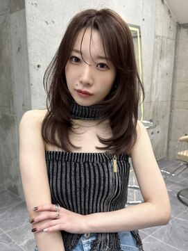 サイン 渋谷(SIGN) 韓国ヘアーハッシュカットレイヤーカットグレージュブリーチ無し