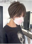 くびれショートボブ40代50代グレイカラー白髪染め白髪ぼかし