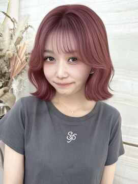 エス(Ess) 《高瀬寛菜》タッセルボブ/チェリーピンク/韓国くびれ巻き