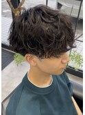 シャドウパーマ　メンズマッシュ　無造作