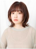 大人かわいい暖色系カラー外ハネミディアム//上尾10代20代30代