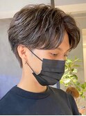 メンズセンターパート七三分けパートニュアンスパーマ刈り上げ