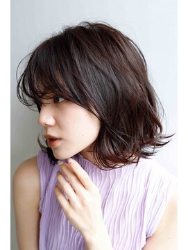 ムウ 難波(MOU) ボブクールショート前髪イメチェンピンクベージュ30代40代50代