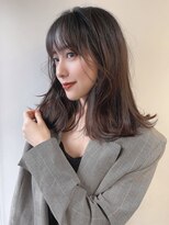 ノク(nok) くびれストレート_美髪ピンクブラウン切りっぱなしボブ