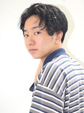 カーウォッシュバーバー(CARWASH BARBER) アップバング波巻きマッシュパーマビジカジスタイル0905