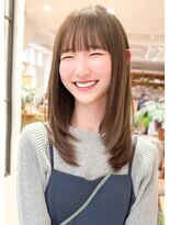 ルエ(rue) グレーベージュストレートレイヤーロング黒髪◎20代30代40代50代