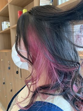 アース 三田南ウッディタウン店(HAIR&MAKE EARTH) 20代30代大人かわいいインナカラーピンクイヤリングカラー