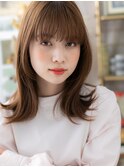 ★姫カットレイヤーミディアム外ハネ小顔くびれヘア20代30代★1