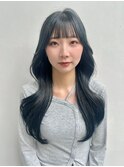 韓国風ツヤ透明感アッシュカラーロングレイヤースタイル
