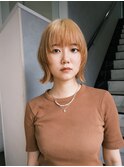 レイヤーボブ/オレンジカラー/顔周りレイヤー