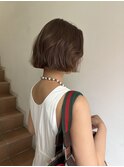 切りっぱなしボブ外ハネ外国人風ボブブラウンカラー前髪なし