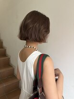 サンク 原宿 表参道(cinq) 切りっぱなしボブ外ハネ外国人風ボブブラウンカラー前髪なし