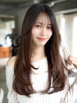 エインアンリー 明治神宮前(AIN.ANLY.) ◎デジタルパーマミディアムヘアコテ巻き風パーマ縮毛矯正韓国風