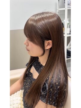顔まわりカット/髪質改善/ショコラベージュ