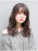 カーキアッシュ、内外巻き、ミディアムレイヤー