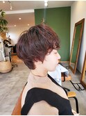くすみピンク×パーマ