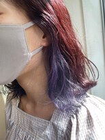 エンレイ(enRei) ゆるふわ透明感レッドベージュインナーカラーパープル耳かけ小顔