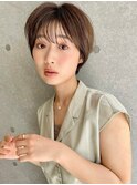 グレーベージュ/斜めバング/フレンチガーリー/ネイビー[笹塚]