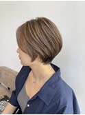 前髪/ひし形/前下がりショート/ショートボブ/ハイライト/恵比寿