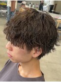 渋谷波巻きスパイラルパーマメンズカットマッシュウルフfifth