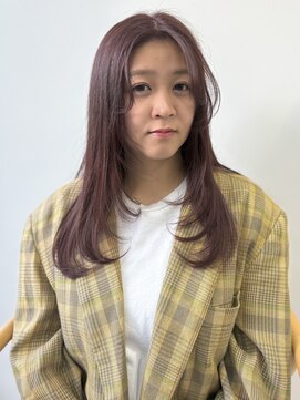 スリー スタンド(THREE STAND) 小顔前髪ワンカールレイヤーカットピンクバイオレット