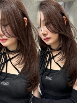 サイン 渋谷(SIGN) 韓国ヘアざくざくレイヤーレイヤーカットグレージュブリーチ無し