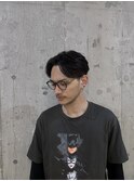 センターパート　パーマ