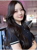 【MINX】くびれヘアアプリコットオレンジハイライトカラー渋谷