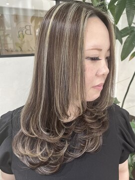 ベルヘアーデザイン 堺東(Belle hair Design) ハイライト韓国風顔周りレイヤーカットイルミナカラー堺東
