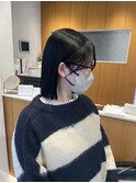 暗髪カラー×切りっぱなしボブ