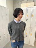 ミニボブ　顔周りレイヤー　縮毛矯正　髪質改善
