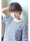 20代30代ダークアッシュ耳掛け無造作マッシュショート奈良清水