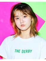 ダービー(THE DERBY) 【THE DERBY】70's WOLFY #カーキグレージュ#フェザーバングボブ