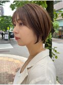 白髪ぼかしベージュカラーショートボブ